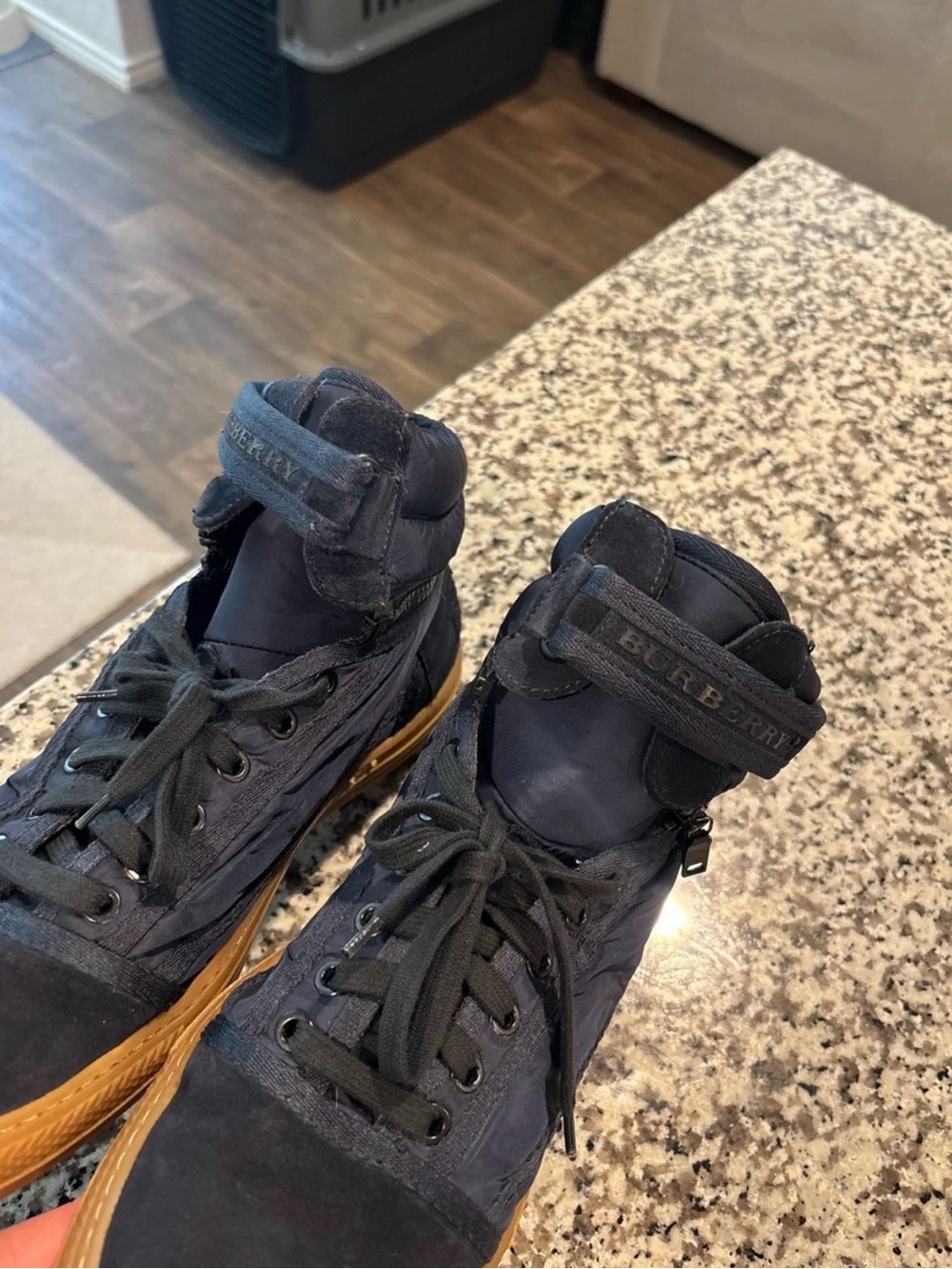 Burberry Navy High-Top Sneakers - Picture 5 of 6